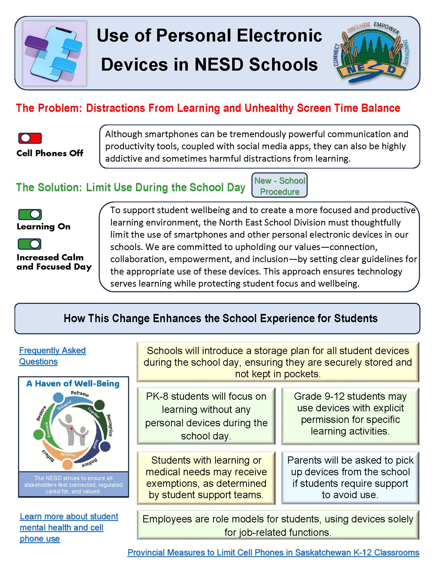 Use of Personal Electronic Devices in NESD School