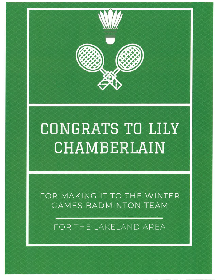 Badminton - Congrats Lily